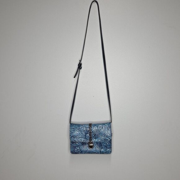 Patricia Nash Apricale Crossbody Safflower Blue Mediterranean Tooled EUC - Picture 13 of 13